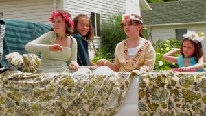 dressed up for a Jane Austen play they were promoting